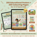 Little Scholars | 200 Educational Posters + 200 Colouring Pages For 3-6 Years Kids