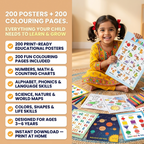 Little Scholars | 200 Educational Posters + 200 Colouring Pages For 3-6 Years Kids