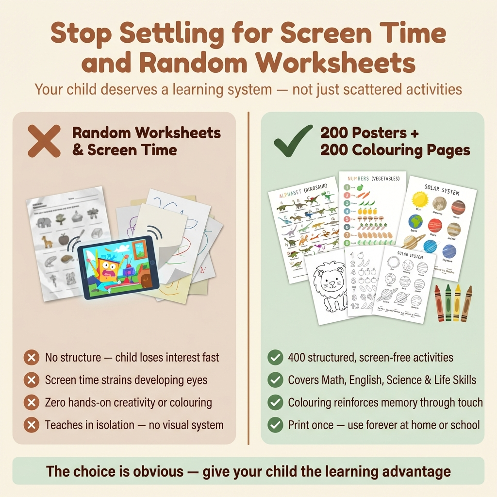 Little Scholars | 200 Educational Posters + 200 Colouring Pages For 3-6 Years Kids